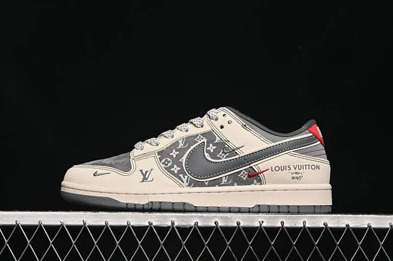 All categories Nk SB Dunk Series Nk SB Dunk Low High-end customized low-top sneakers Nike SB Dunk Low LV co-branded gray and red hook Anniversary high-end customized low-top casual sneakers YX5066-367